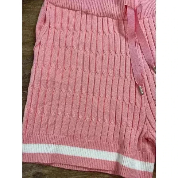 Ivy Storehouse Alpha Kappa Alpha Cable Knitted Pink Shorts Womens XXL Drawstring - Picture 4 of 9